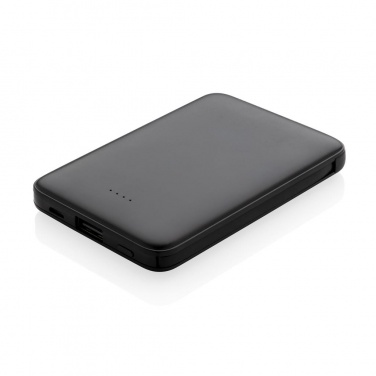 Logo trade promotional giveaway photo of: 5.000 mAh Pocket Powerbank with integrated cables, black