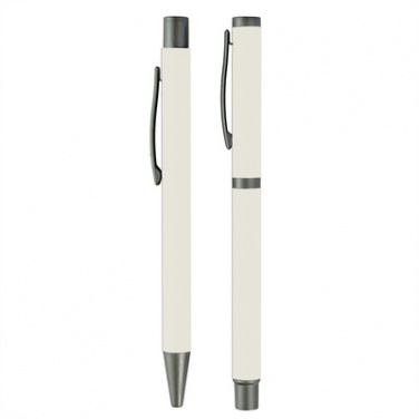 Logo trade advertising products picture of: Writing set, ball pen and roller ball pen, white