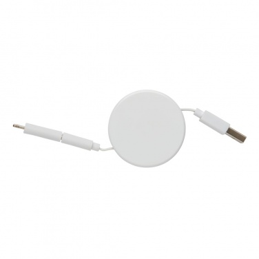 Logo trade promotional products picture of: Ontario 3-in-1 retractable cable, white