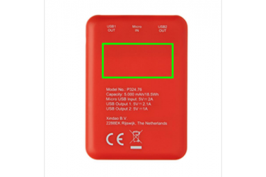 Logo trade promotional gifts picture of: High Density 5.000 mAh Pocket Powerbank, red