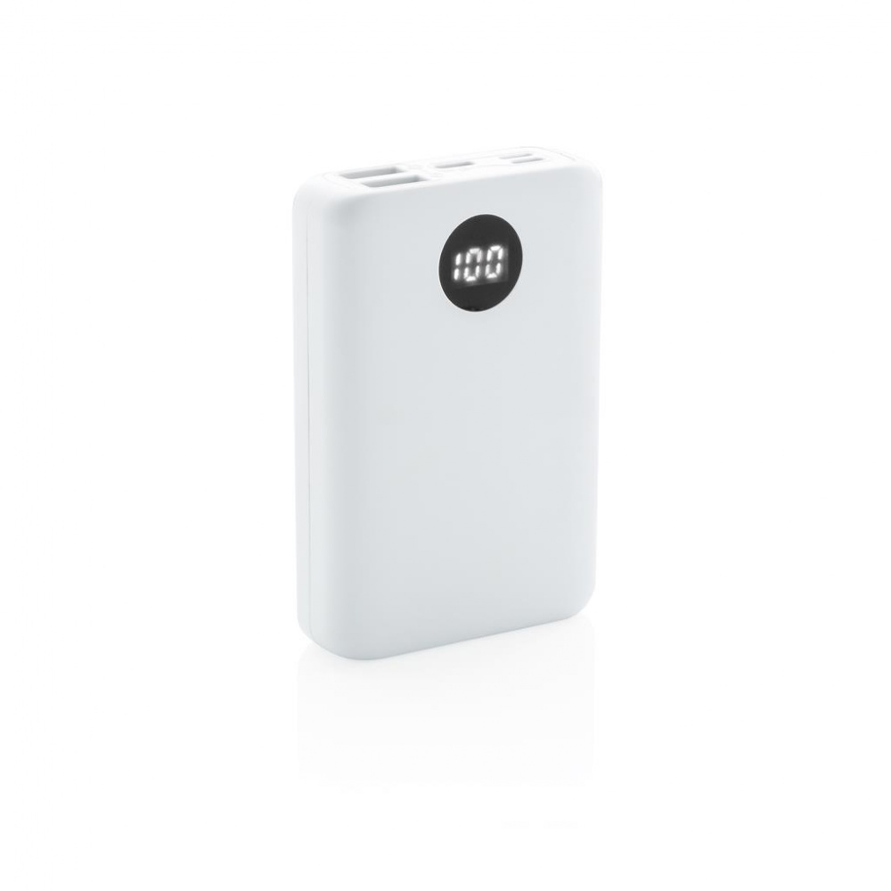 Logotrade promotional product image of: 10.000 mAh pocket powerbank with triple input, white