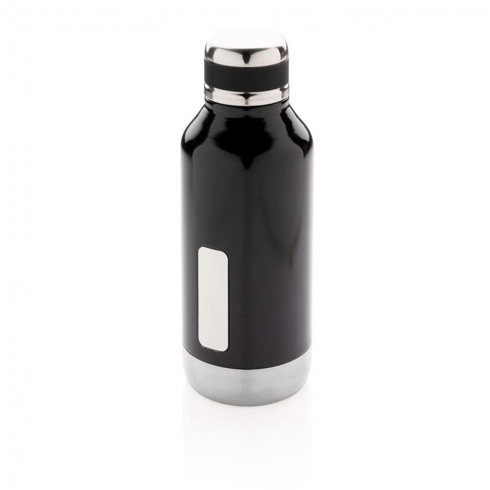 Logo trade advertising products image of: Leak proof vacuum bottle with logo plate, black