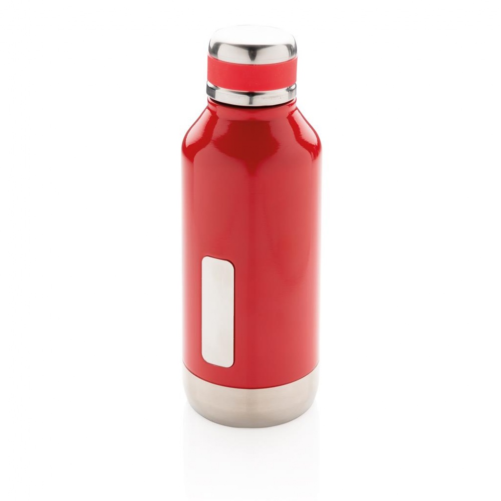 Logo trade promotional gifts image of: Leak proof vacuum bottle with logo plate, red