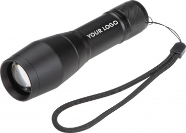 Logotrade corporate gift image of: LED flashlight with 3 different light functions, Black/White