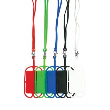 Logo trade promotional giveaways image of: Lanyard with cardholder, Red