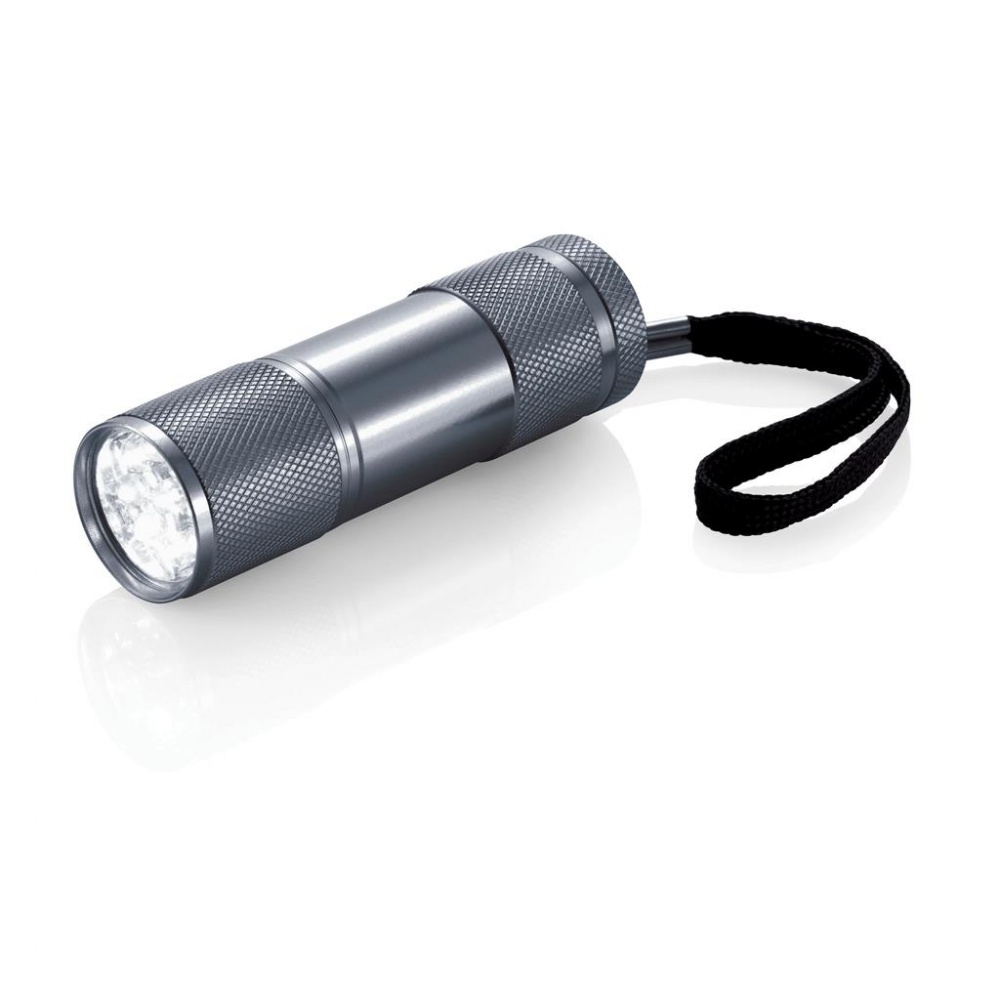 Logo trade promotional item photo of: Quattro torch, grey with personalized name and sleeve in a gift wrap