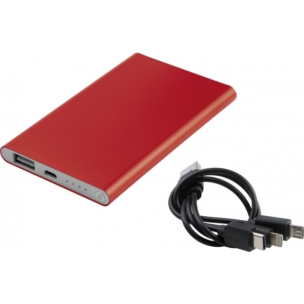 Logotrade promotional product image of: Power bank LIETO 4000 mAh, Red