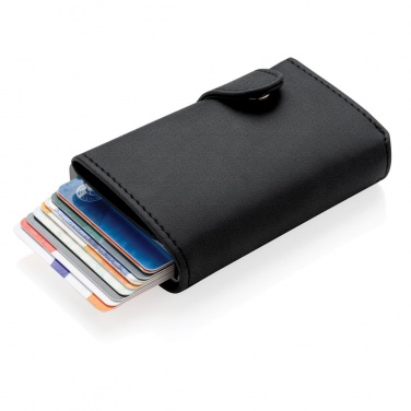 Logo trade advertising products image of: Standard aluminium RFID cardholder with PU wallet, black