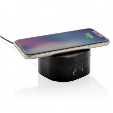 Logotrade promotional merchandise picture of: Aria 5W Wireless Charging Digital Clock, black