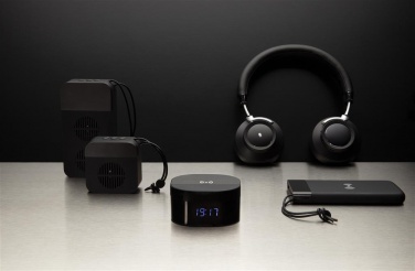Logotrade promotional giveaway image of: Aria 5W Wireless Charging Digital Clock, black