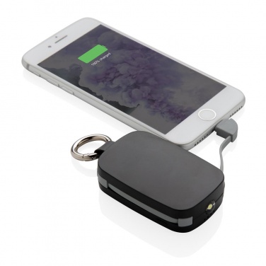 Logo trade business gift photo of: 1.200 mAh Keychain Powerbank with integrated cables, black
