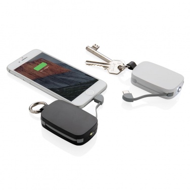 Logotrade corporate gifts photo of: 1.200 mAh Keychain Powerbank with integrated cables, black