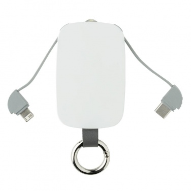 Logotrade advertising product picture of: 1.200 mAh Keychain Powerbank with integrated cables, white
