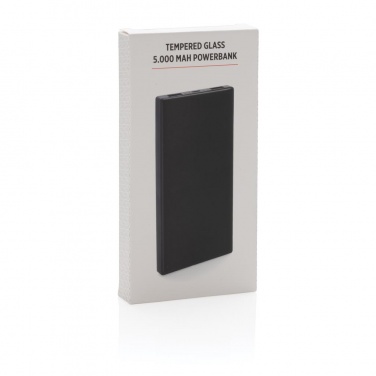 Logotrade promotional merchandise image of: Printed sample Tempered glass 5000 mAh powerbank, black