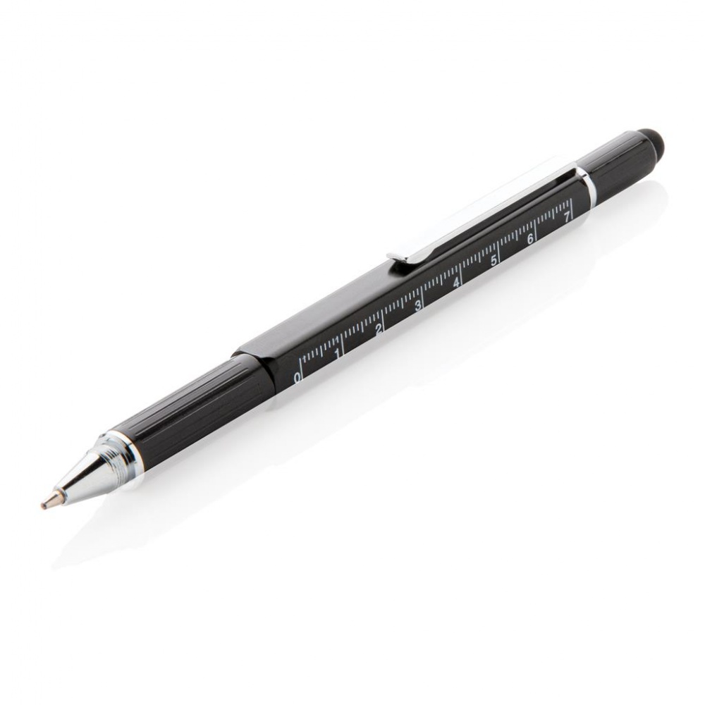 Logo trade advertising products image of: 5-in-1 aluminium toolpen, black