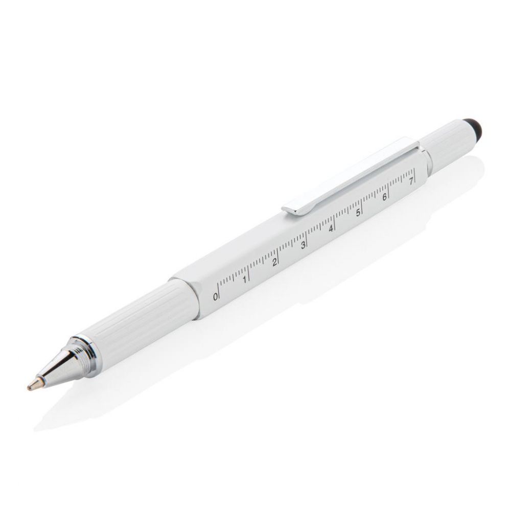 Logotrade promotional gift image of: 5-in-1 aluminium toolpen, white
