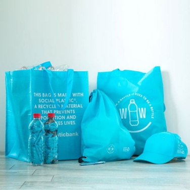 Logo trade promotional giveaways image of: RPET shopping bag, ocean blue