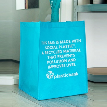 Logo trade promotional merchandise photo of: RPET shopping bag, ocean blue