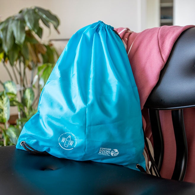 Logotrade business gift image of: RPET backpack, light blue