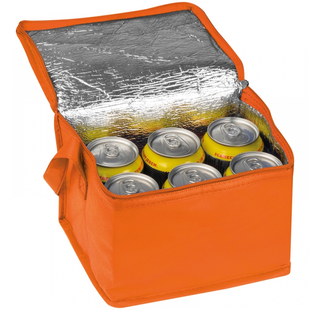 Logotrade promotional giveaway image of: Non-woven cooling bag - 6 cans, Orange