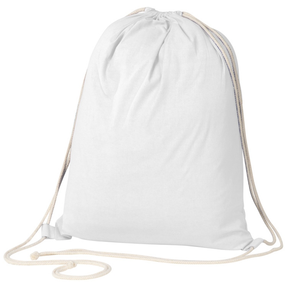 Logotrade business gift image of: ECO Tex certified Gymbag from environmentally friendly cotton , White