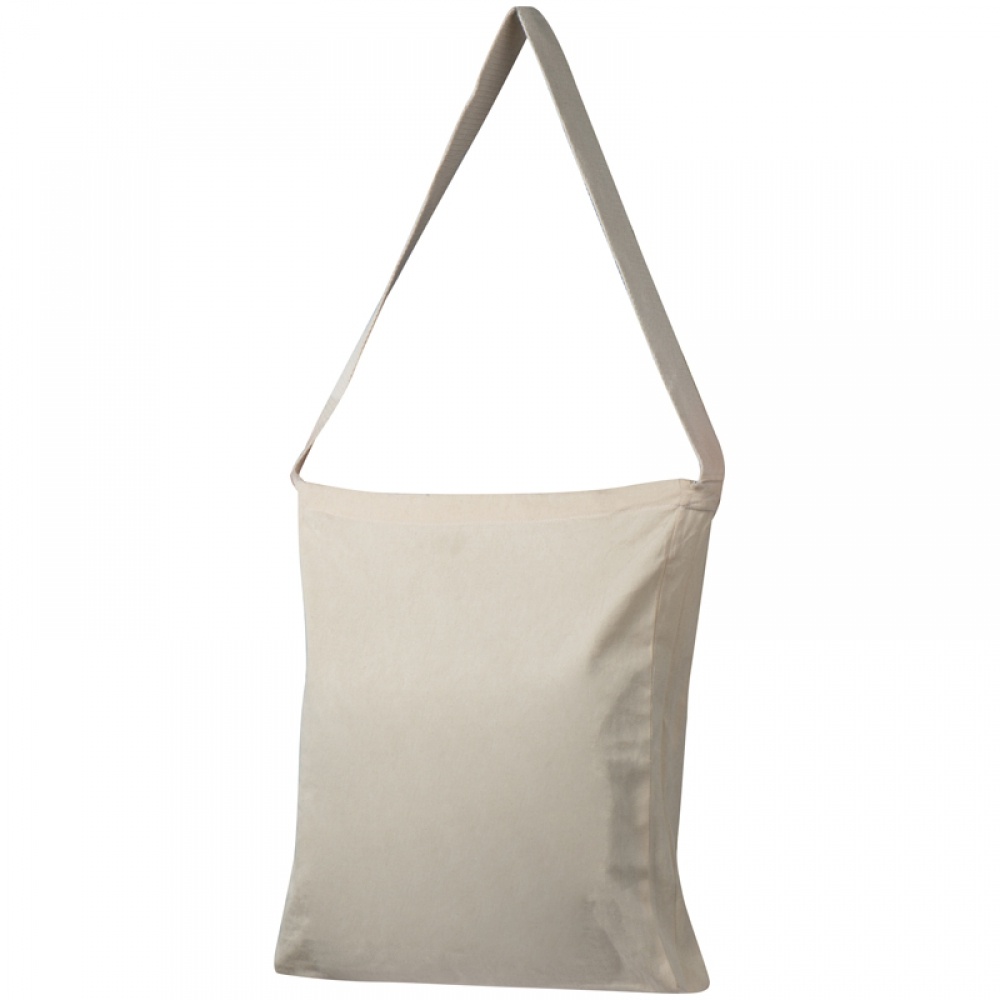 Logotrade advertising product image of: Cotton bag with woven carrying handle and bottom fold, White