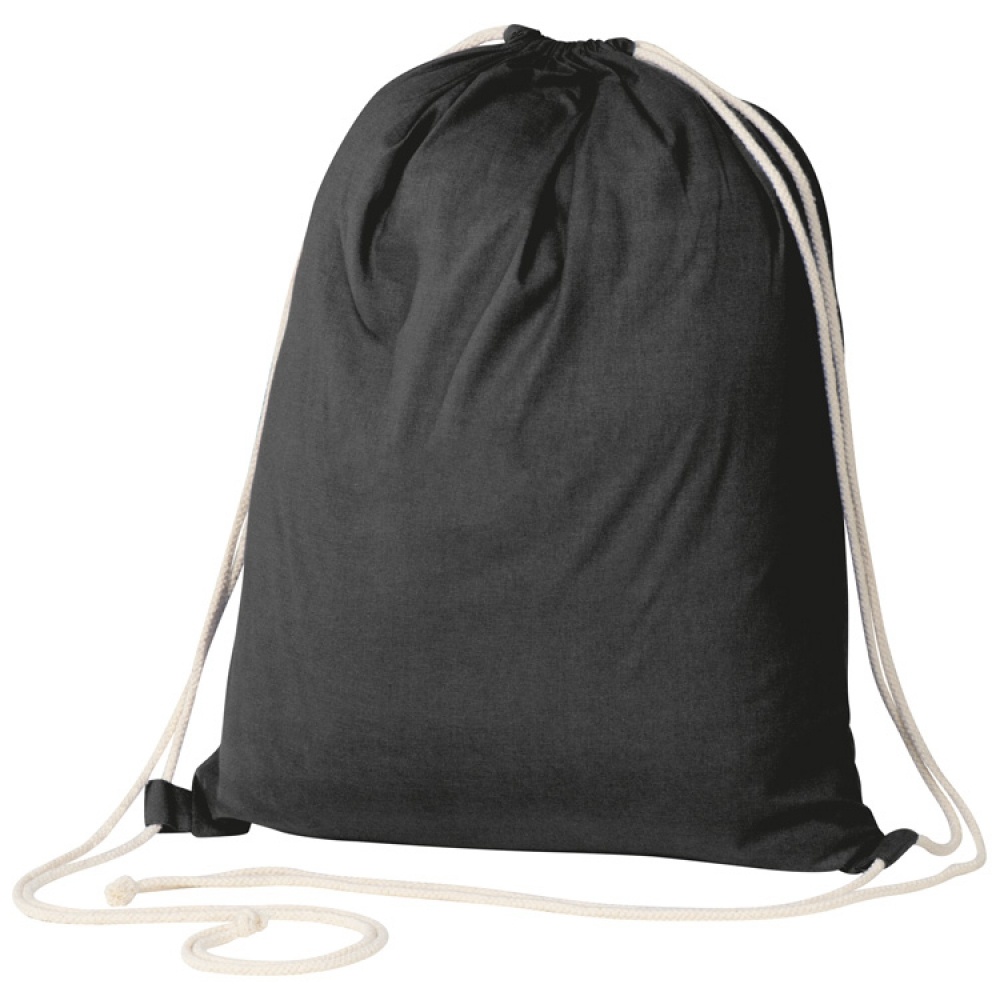 Logo trade promotional products picture of: ECO Tex certified Gymbag from environmentally friendly c, Black