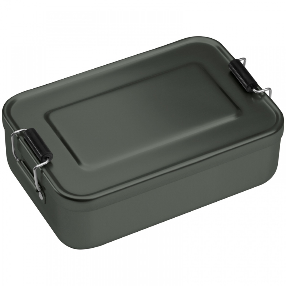 Logo trade business gifts image of: Aluminum lunch box with closure, Grey