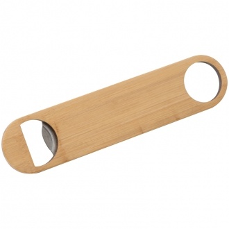 Logo trade promotional products image of: Bamboo-metal bottle opener, Beige