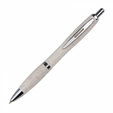 Logo trade promotional giveaways image of: Wheat straw ballpen with silver applications, Beige