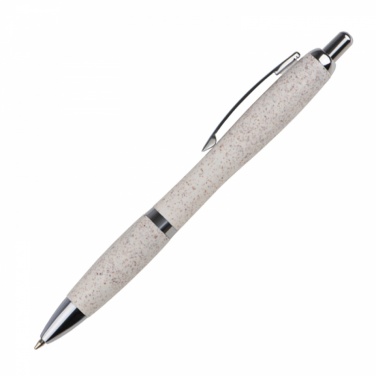 Logo trade promotional merchandise photo of: Wheat straw ballpen with silver applications, Beige