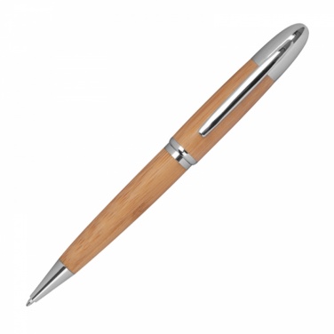 Logo trade business gift photo of: Metal twist ballpen with bamboo coating, Beige