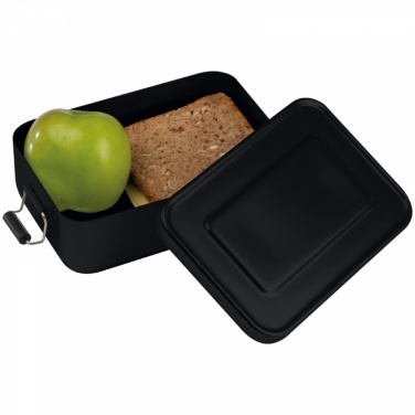 Logo trade promotional merchandise photo of: Aluminum lunch box with closure, Black
