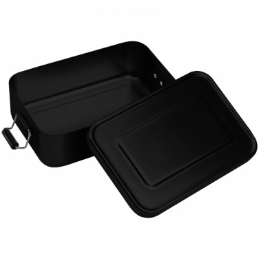 Logo trade business gifts image of: Aluminum lunch box with closure, Black