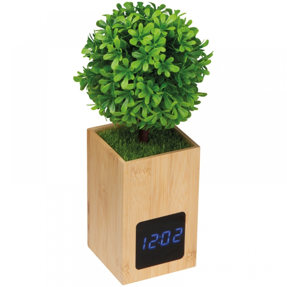 Logotrade corporate gift image of: Bamboo desk clock, Beige