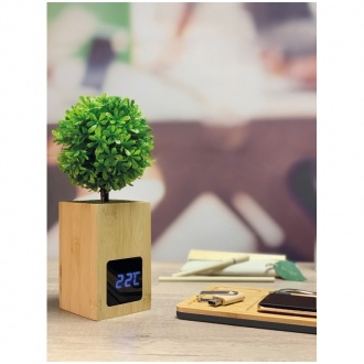 Logotrade advertising products photo of: Bamboo desk clock, Beige