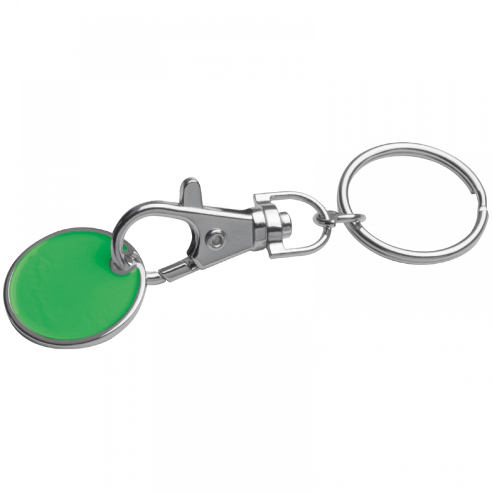 Logotrade promotional giveaway picture of: Keyring with shopping coin, green