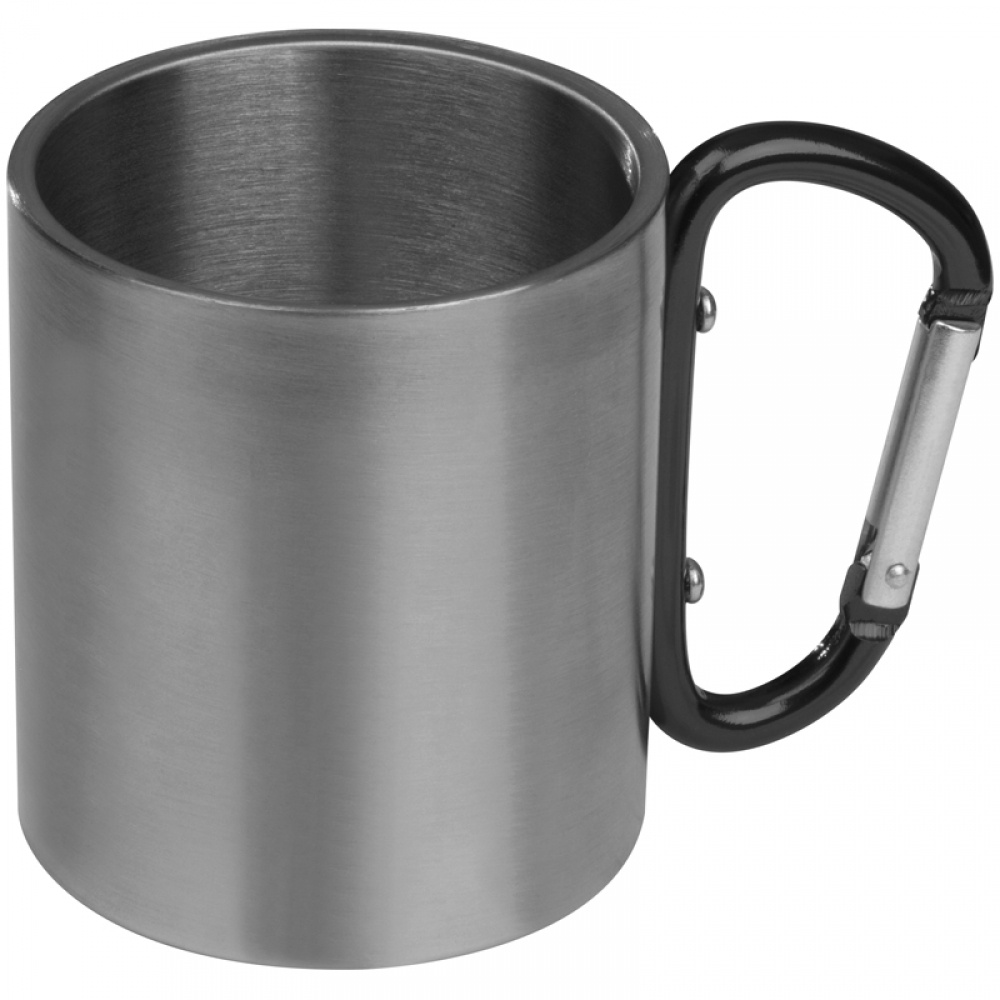 Logo trade corporate gifts picture of: Metal mug with snap hook, black