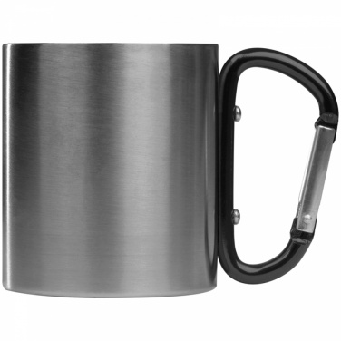 Logo trade promotional gift photo of: Metal mug with snap hook, black