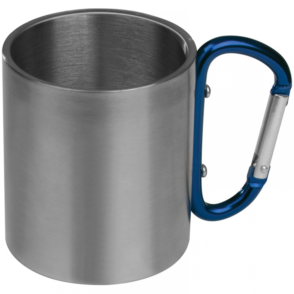 Logo trade corporate gifts picture of: Metal mug with snap hook, blue