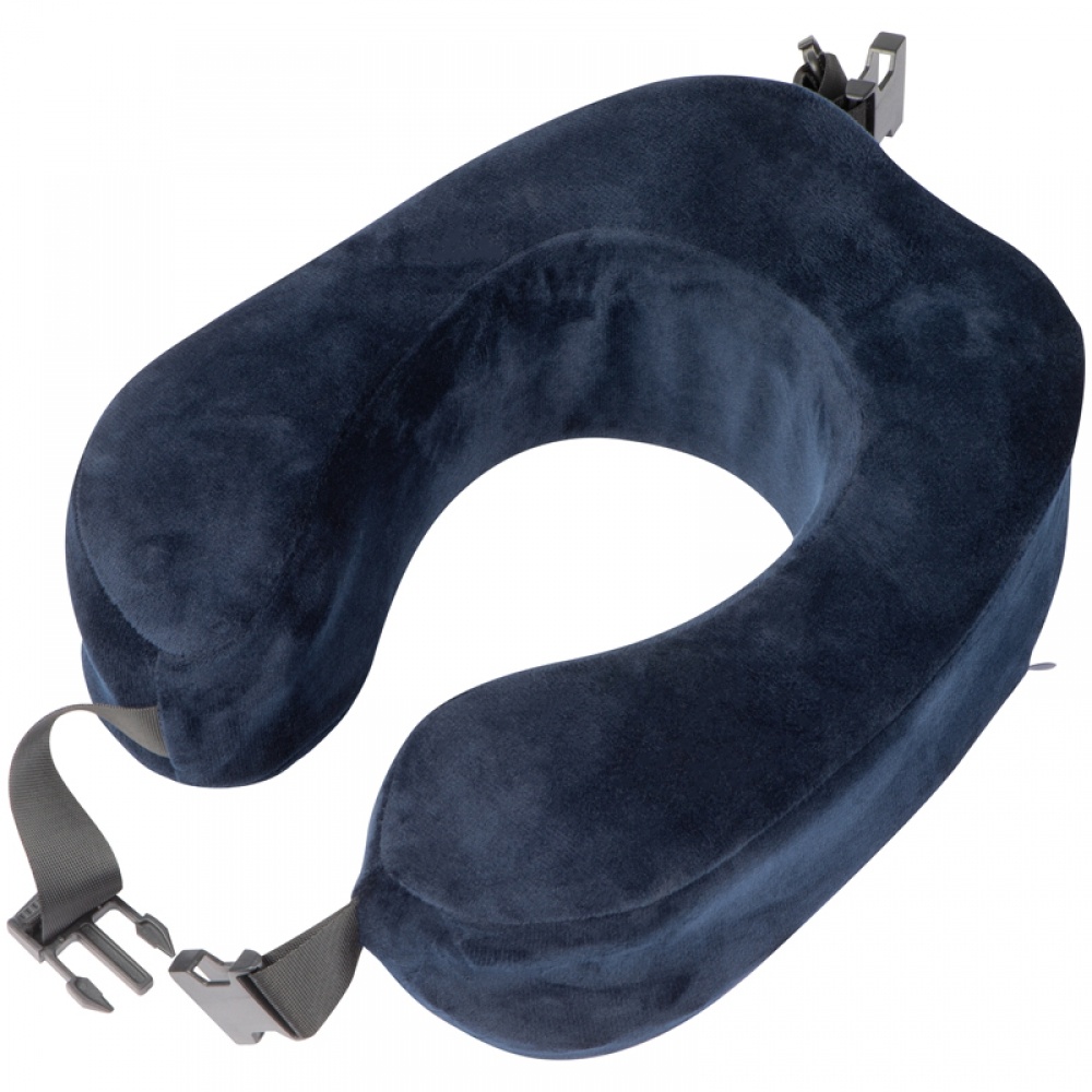 Logo trade promotional gifts image of: Plush neck pillow with closure band, Blue