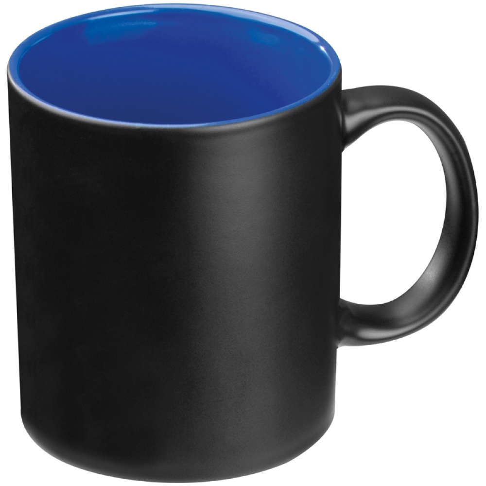 Logotrade promotional gift picture of: Black mug with colored inside, blue