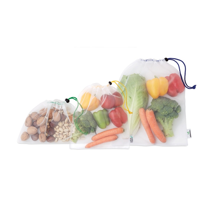 Logo trade promotional gifts picture of: 3-pieces mesh RPET grocery bag set