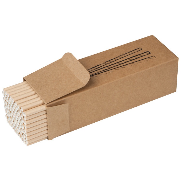 Logotrade advertising products photo of: Set of 100 drink straws made of paper, brown