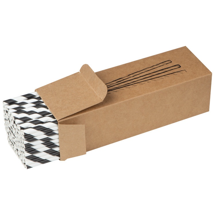 Logotrade promotional giveaway image of: Set of 100 drink straws made of paper, black-white