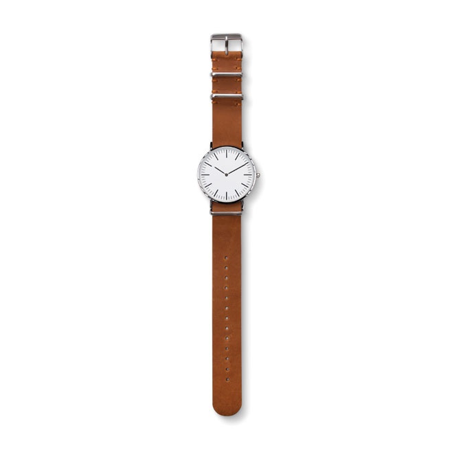 Logo trade promotional merchandise image of: #3 Watch with genuine leather strap, brown