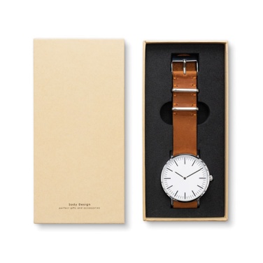 Logotrade promotional gift image of: #3 Watch with genuine leather strap, brown