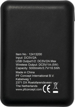 Logo trade advertising products picture of: Dense 5000 mAh wireless power bank, black