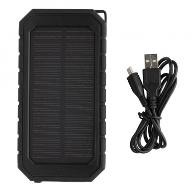Logo trade business gift photo of: 10.000 mAh Solar Powerbank with 10W Wireless Charging, black