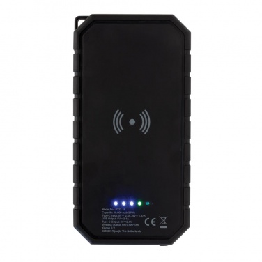 Logo trade corporate gifts image of: 10.000 mAh Solar Powerbank with 10W Wireless Charging, black